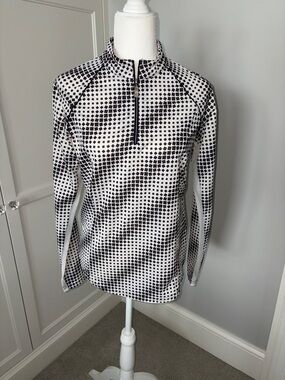 Black & White Geo-Print Quarter Zip Pullover
